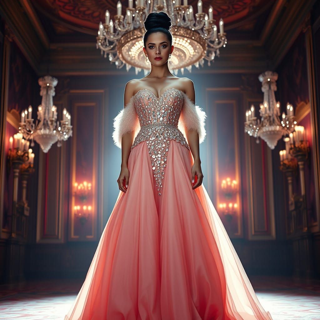 Regal Ballroom Beauty in Shimmering Gown