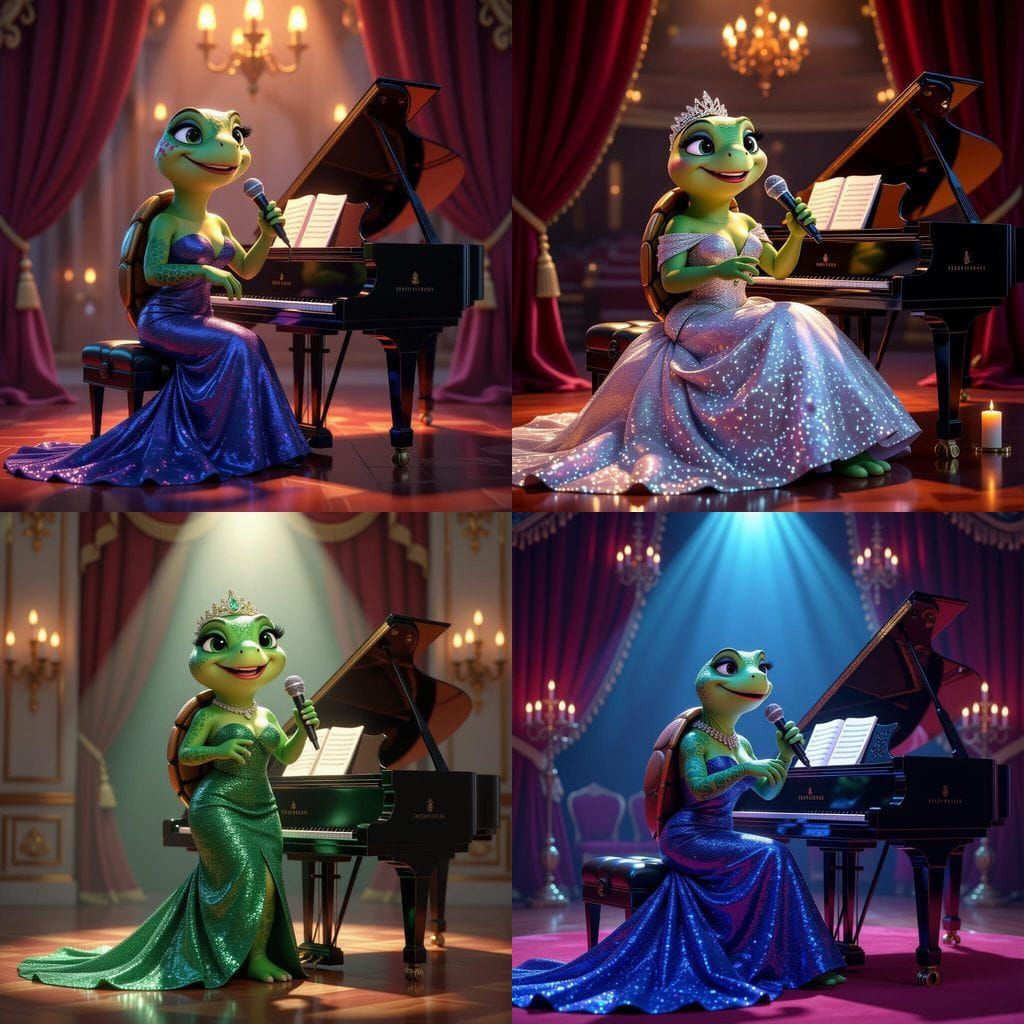 Glamorous Turtle Singer in Luxurious Setting