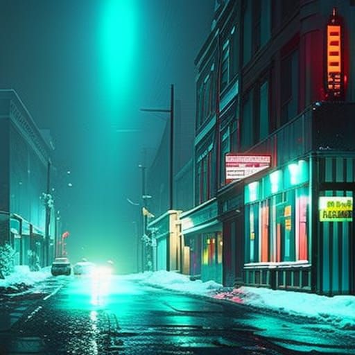 Montreal Street at Night: Photorealistic Concept Art