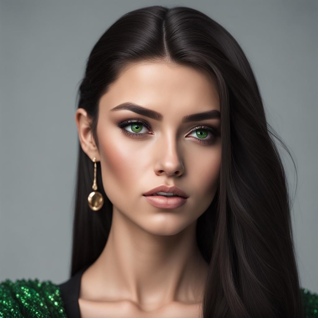 Hyperrealistic Portrait of a Fashionable Young Woman