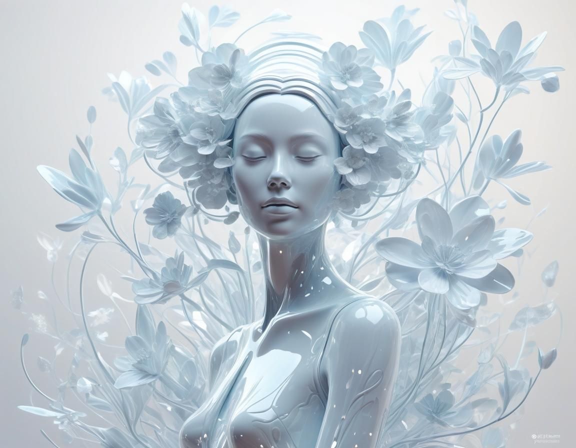 Ethereal Floral Art in Abstract Surreal Style