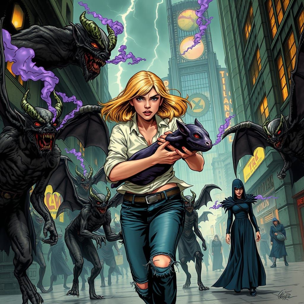 Desperate Flight Through a Haunted City in a Cyberpunk Night...