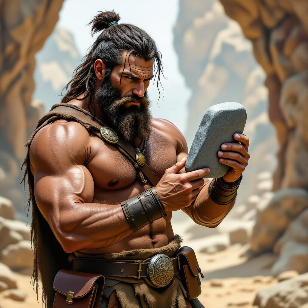 Primitive Man Discovers Stone Smartphone in Realistic Concep...
