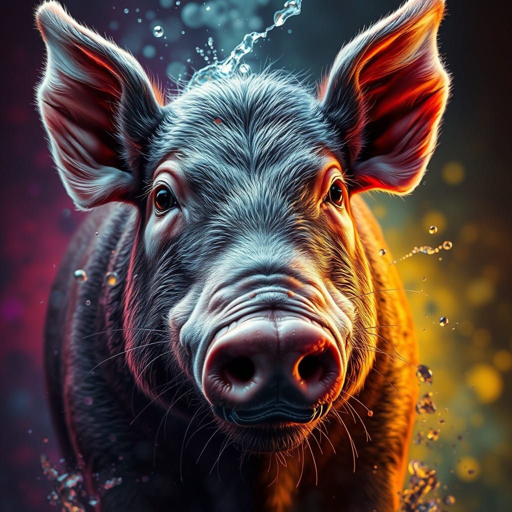 Glas Schweine Spardosen in Vibrant Hyperrealism