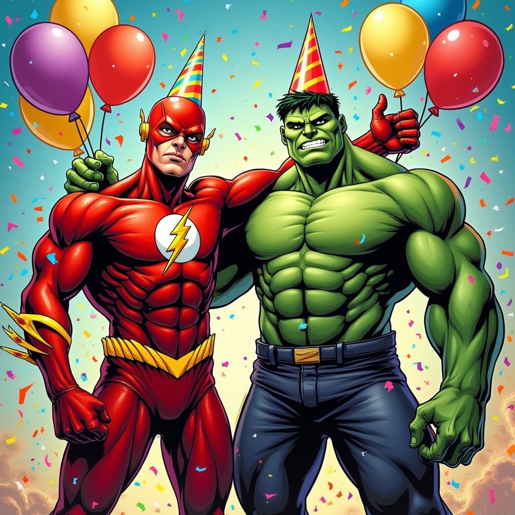 Marvel's Hulk and DC's Flash Celebrate Birthday in Colorful ...