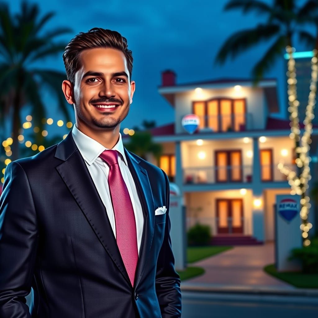 Luxury Real Estate Agent Stands Before Dream Property in Vib...