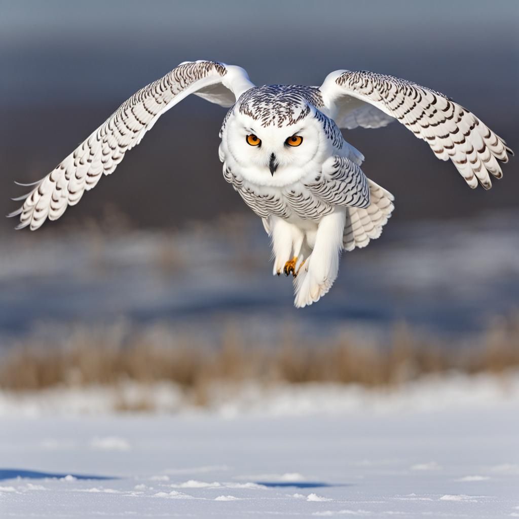 Snowy Owl in Flight: Majestic Bird of Prey