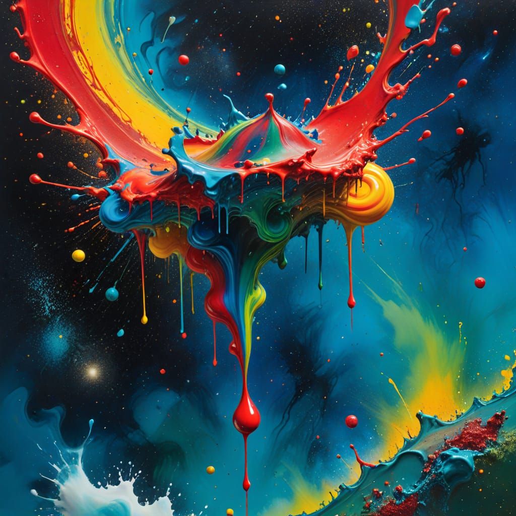 Melting Crayon Swirl in Space: Surreal Abstract Art