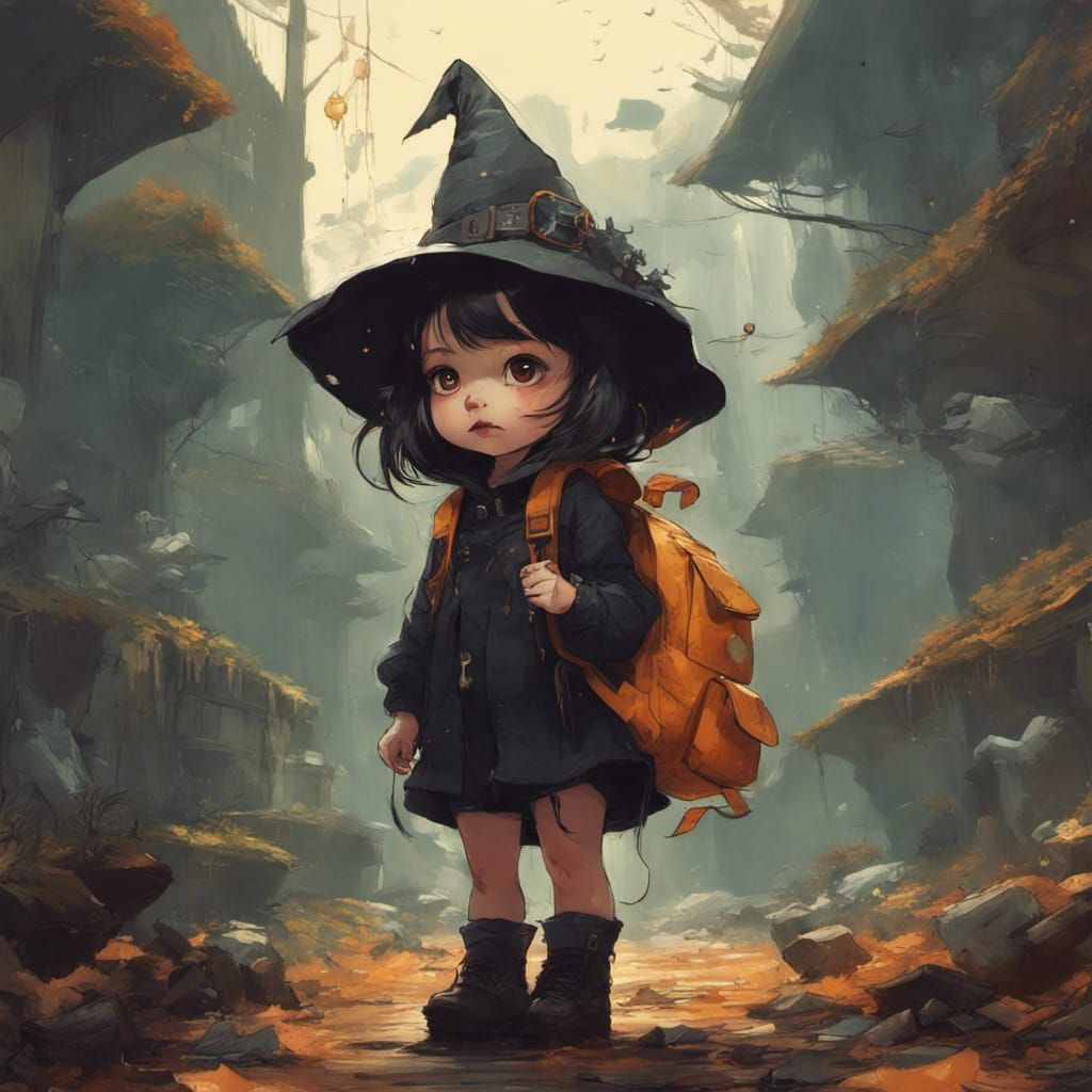 Adorable Chibi Witch on First School Day