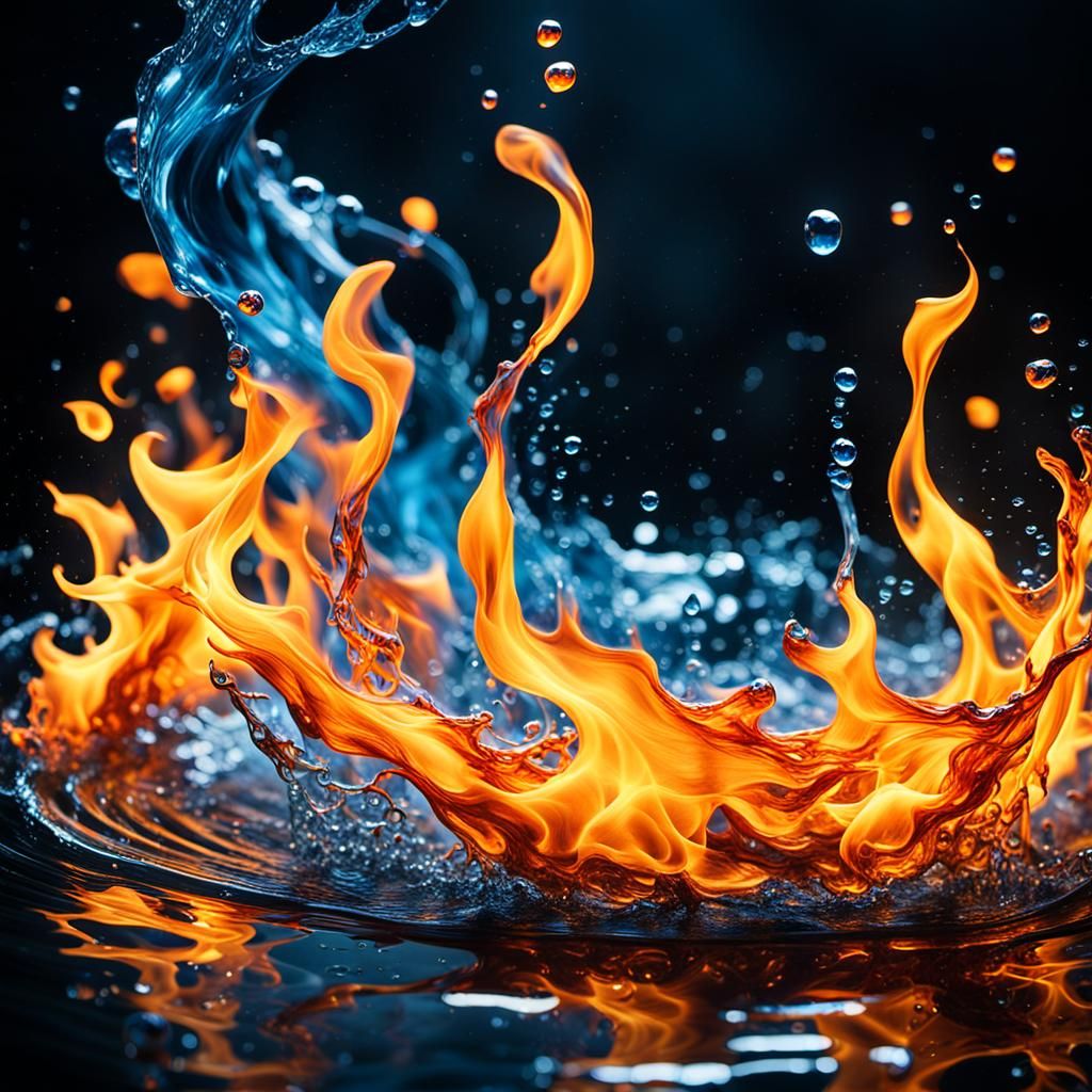 Macro Photograph of Fire and Water Collision