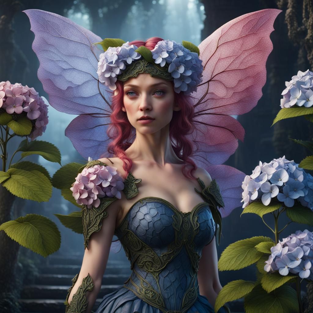 Fantastical Hydrangea Fairy Matte Painting