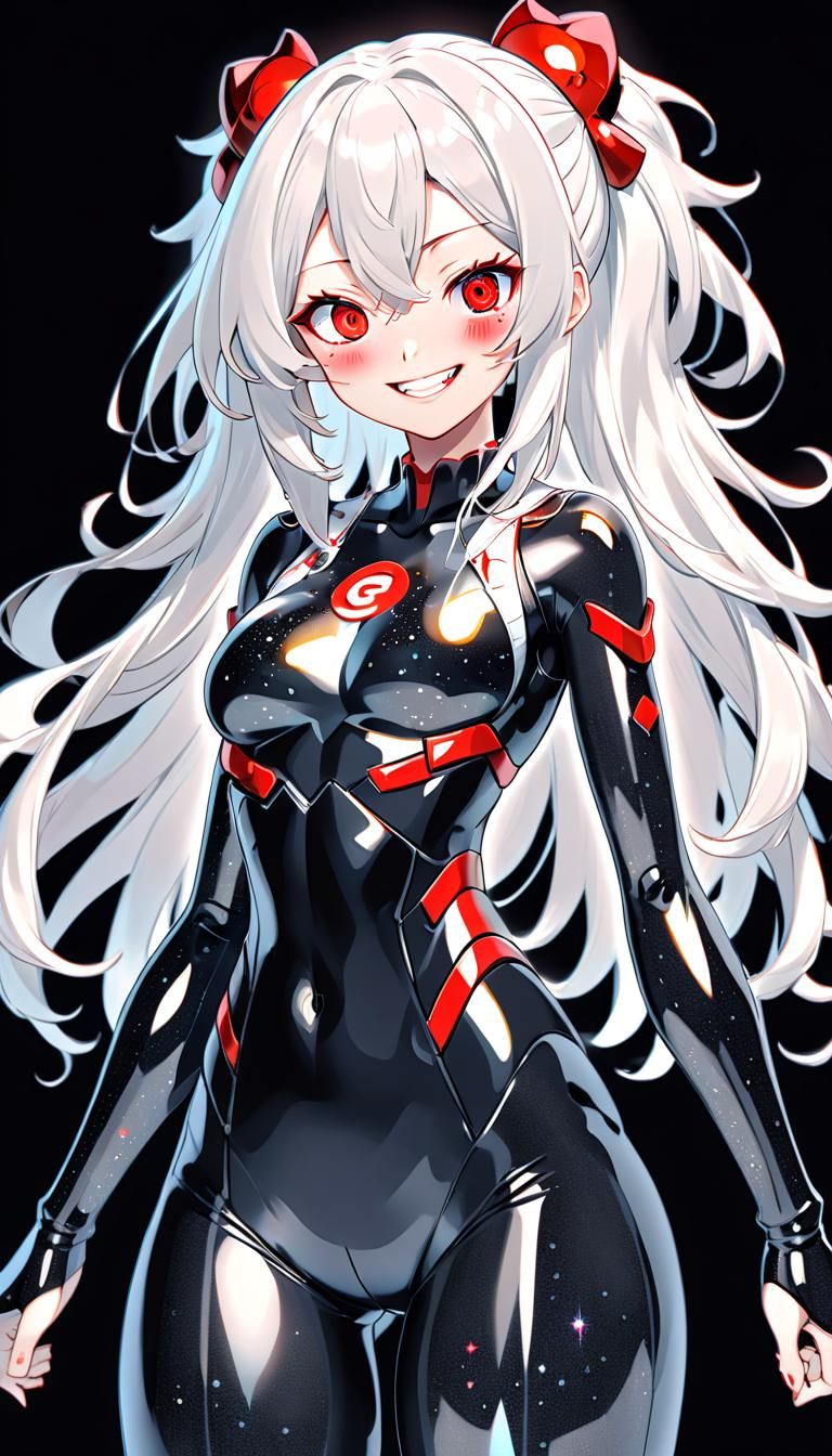 Anime Girl with Red Eyes in Manga Style