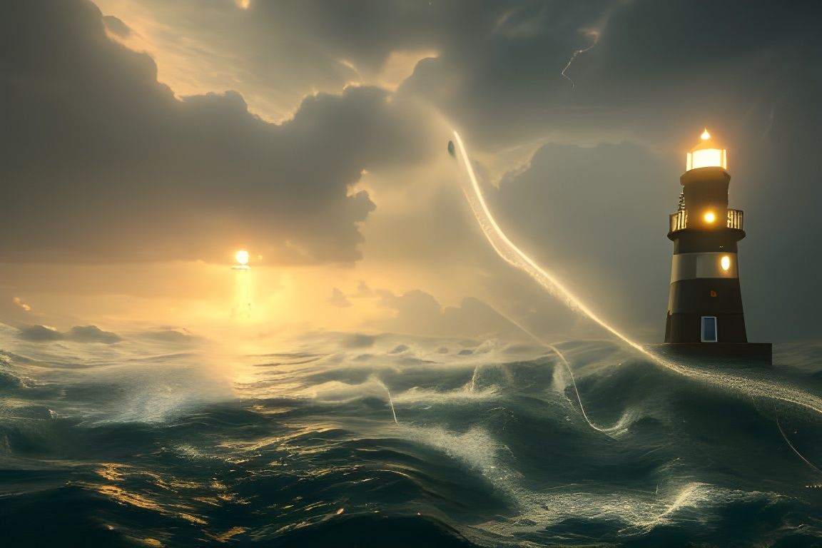 Underwater Lighthouse in Rococo Style