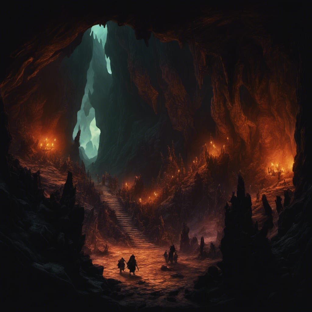 Fantasy Cave Entrance: Elves, Dwarves, and Dragonborn
