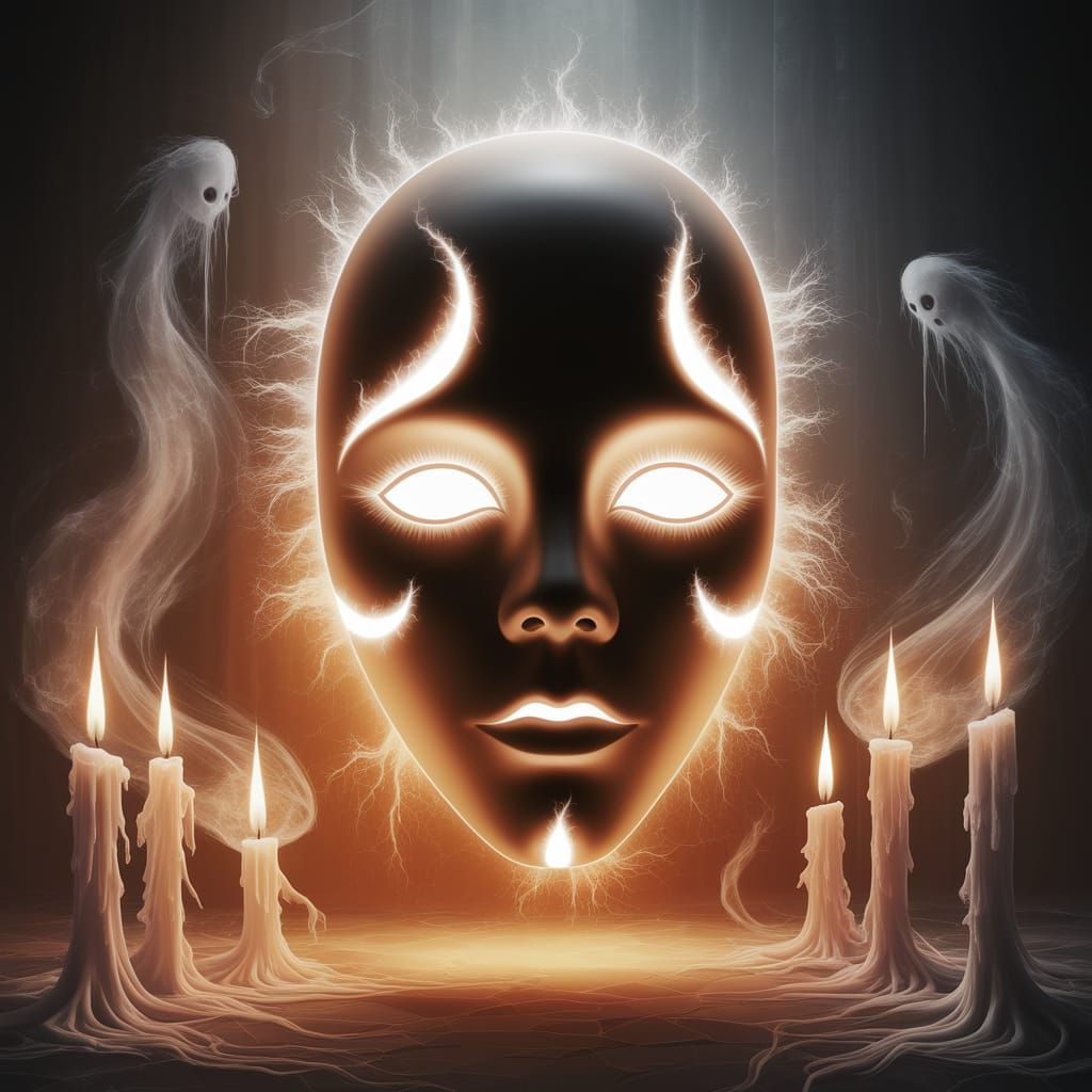 Ethereal Face Mask in Softly Flickering Candlelight