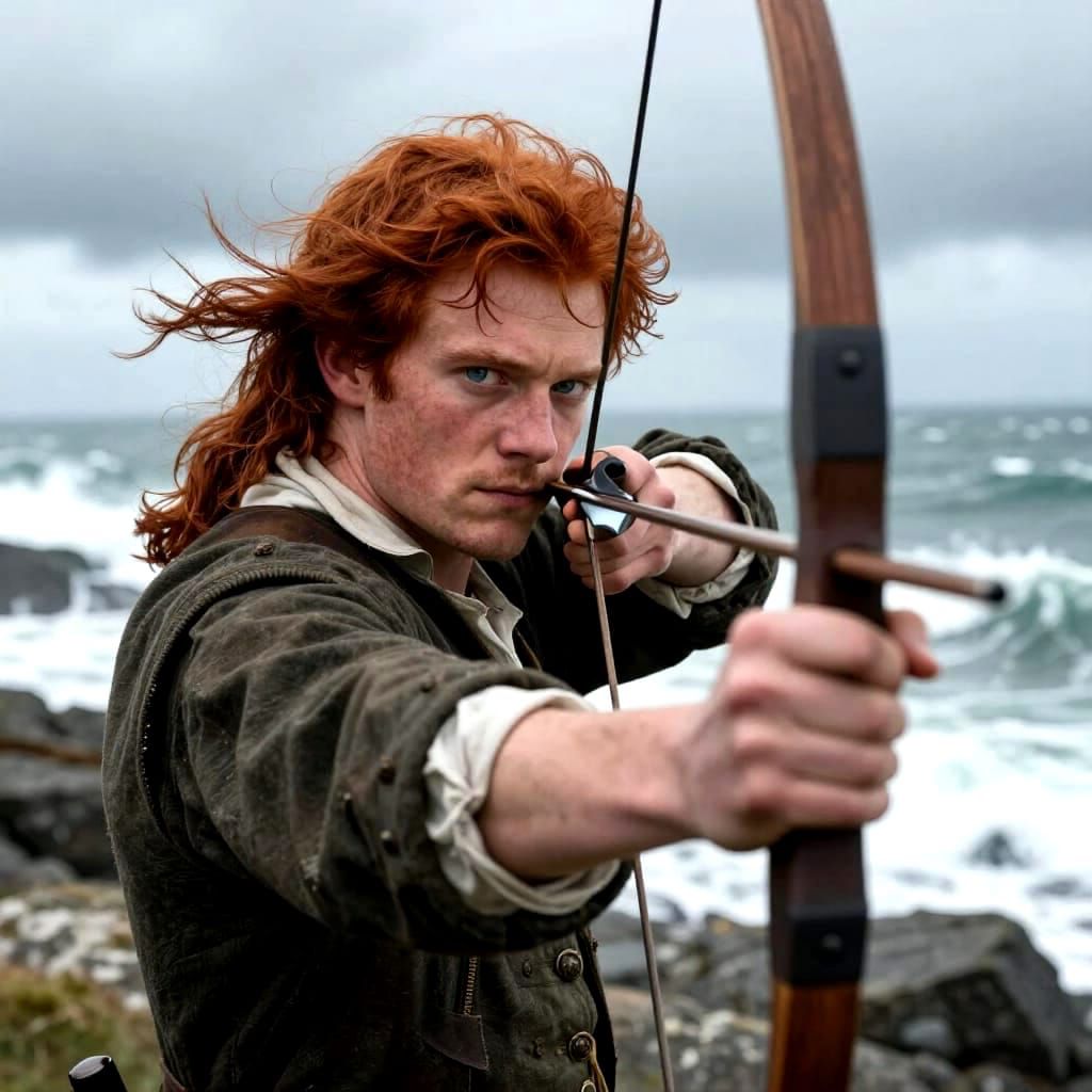Irish Archer on Stormy Coastline