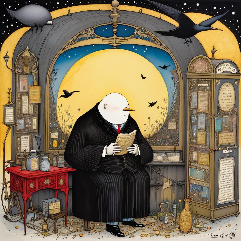 Macabre Ink Art Poster on Life's Meaning