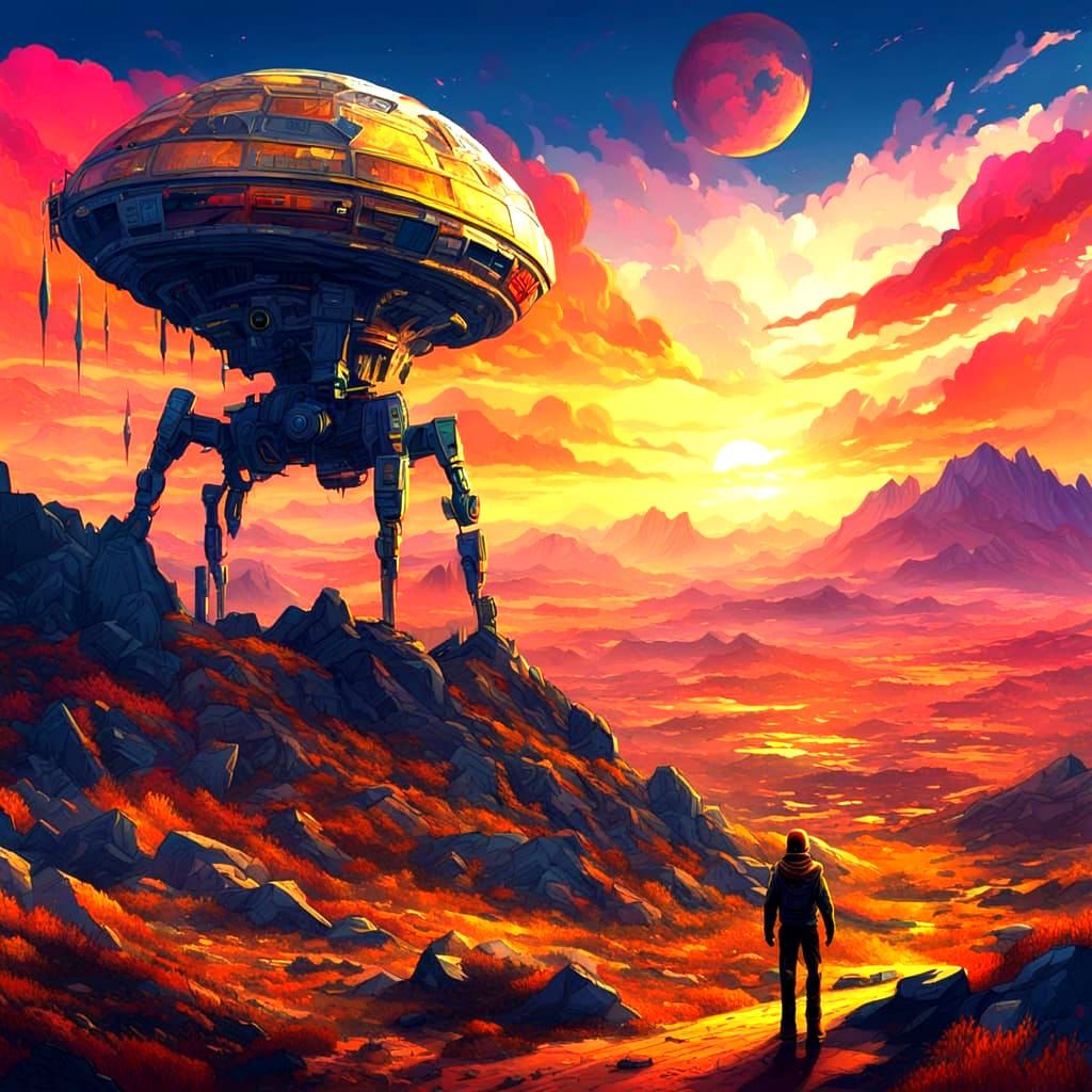 Patchwork Ink Landscape in Bold Colors