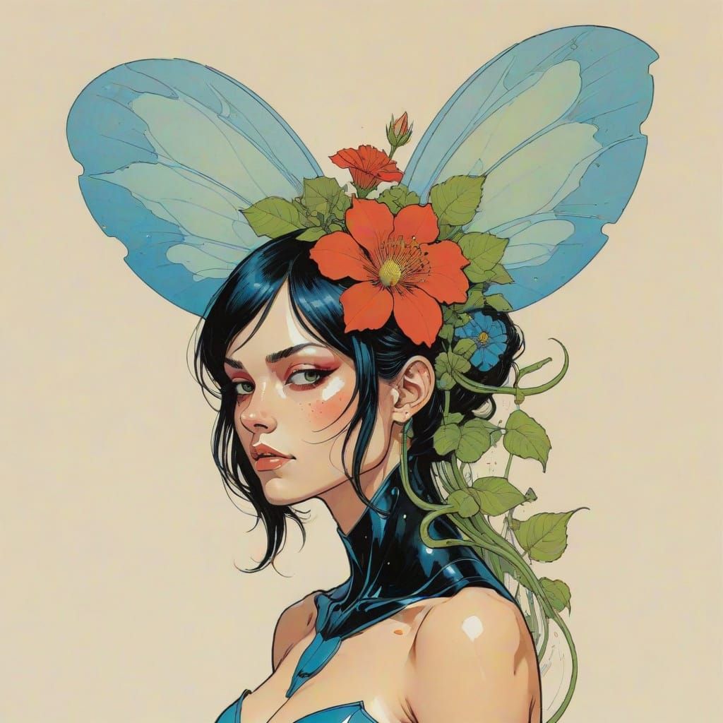 Surreal Cyberpunk Goddess Blossoms with Flower-Human Hybrid ...