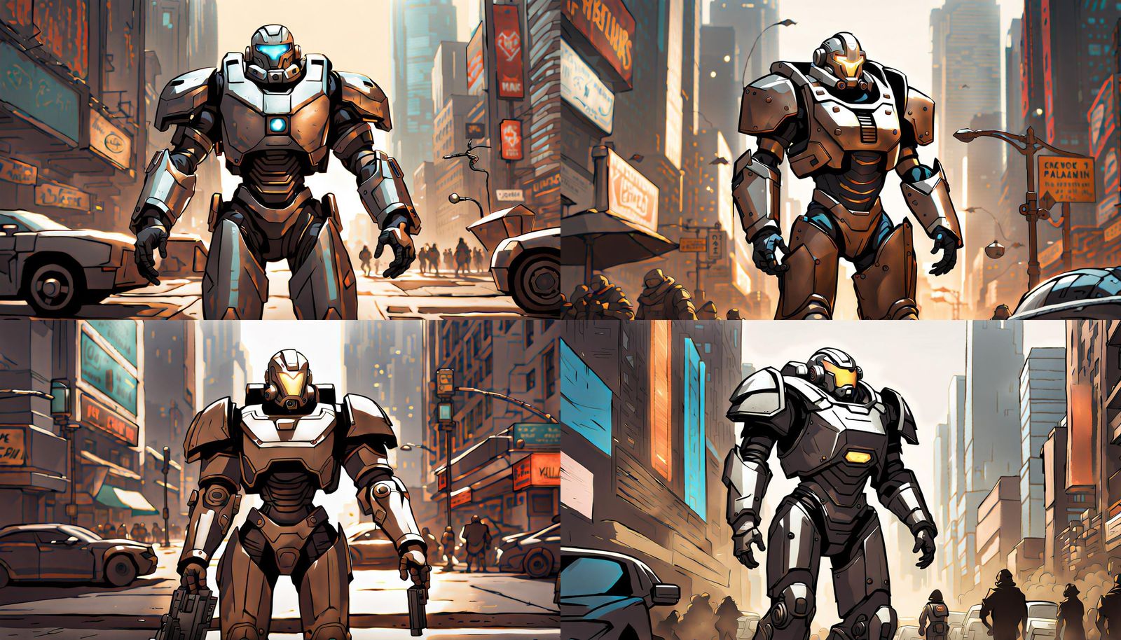 Superhero in Paladin Armor Awaits Battle