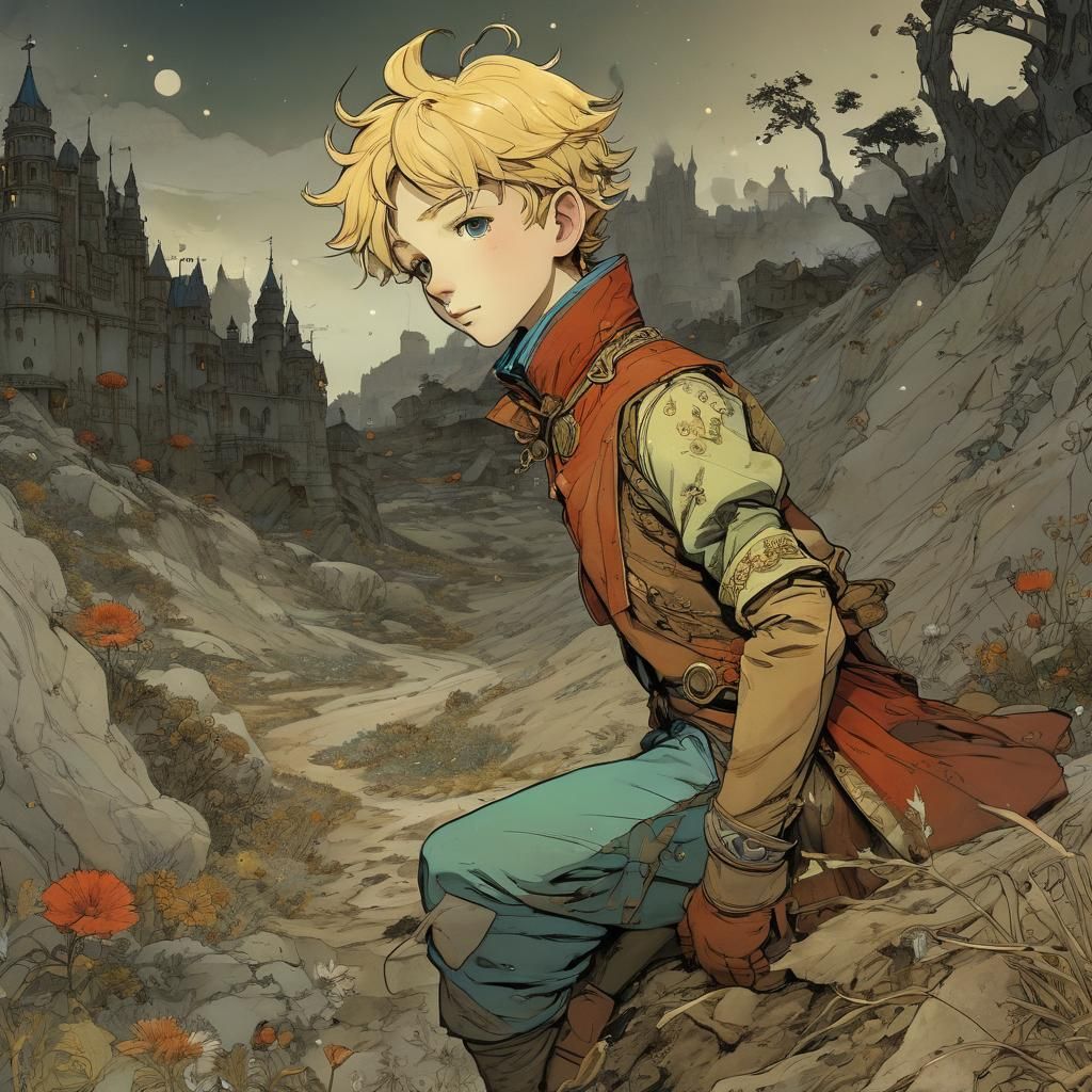 The Little Prince in Cel-Shaded Anime Style