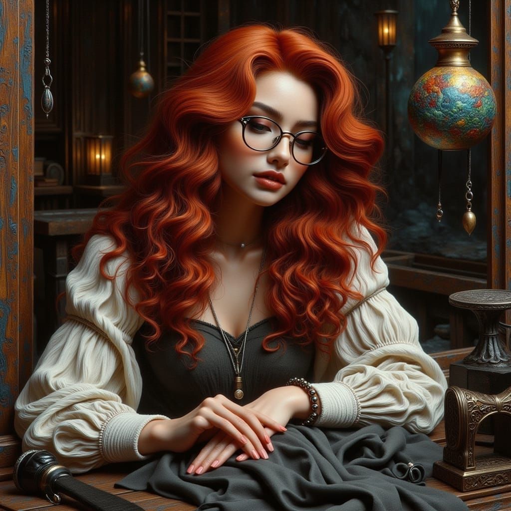 Seamstress in Vermeer Style With Chiaroscuro Lighting