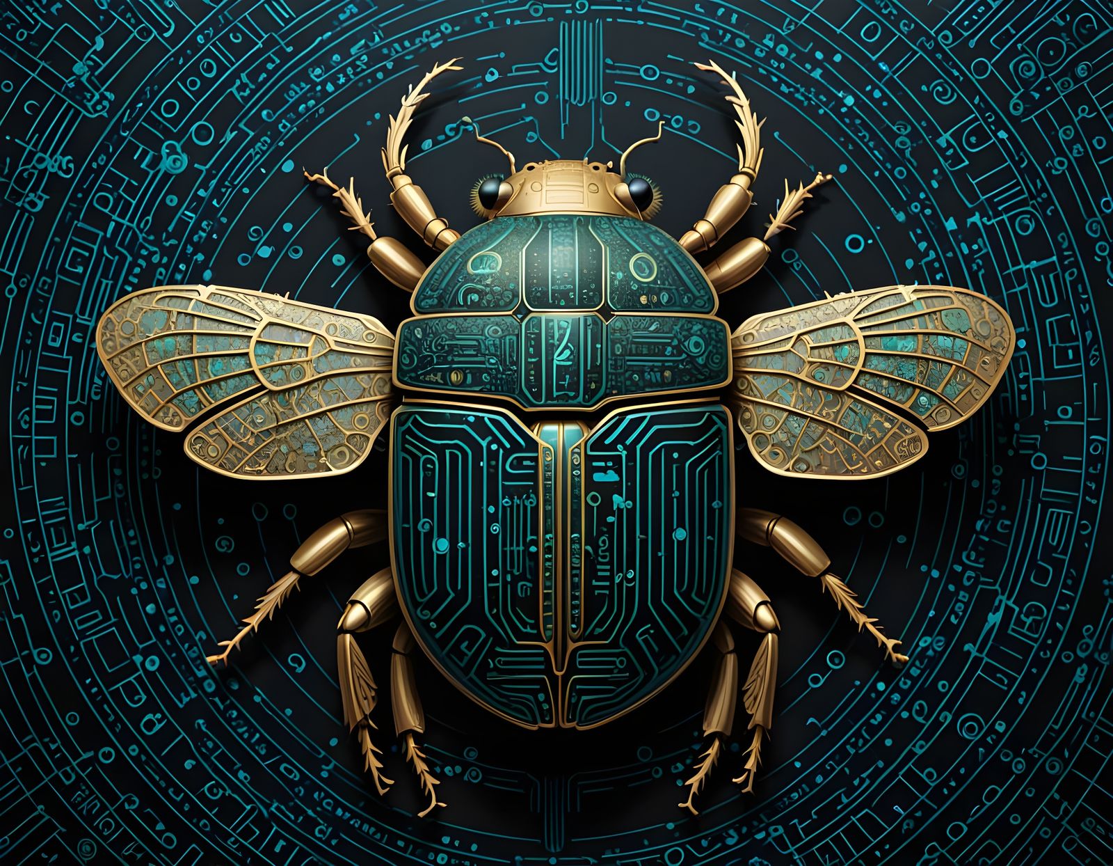 Scarab Beetle Composed of Matrix Code