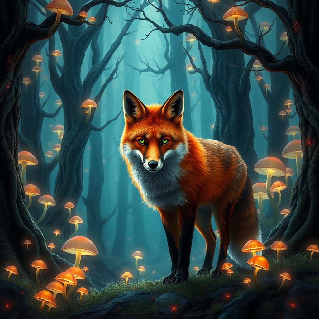 Majestic Red Fox in a Glimmering Forest