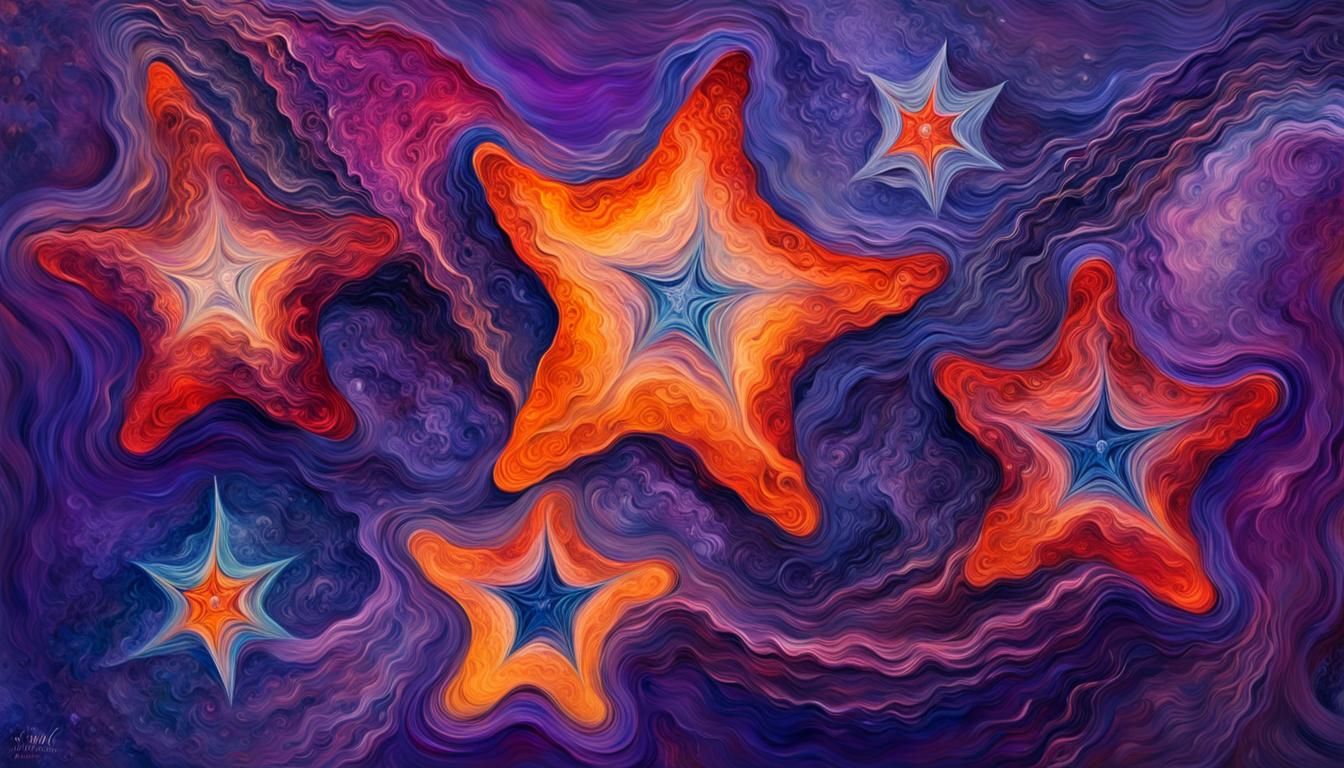 Vivid Stars Spin in Impasto Abstract