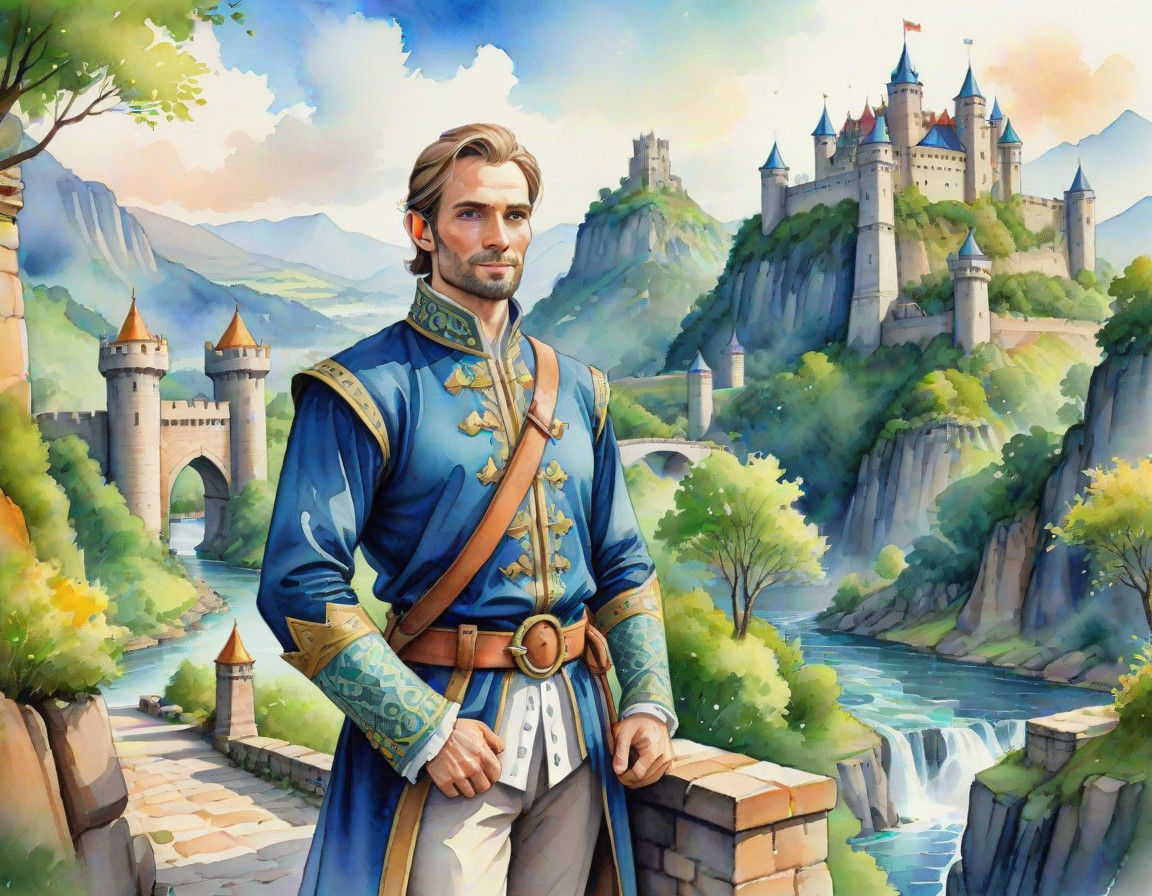 Royal Fantasyland Prince with Whimsical Watercolor Illustrat...