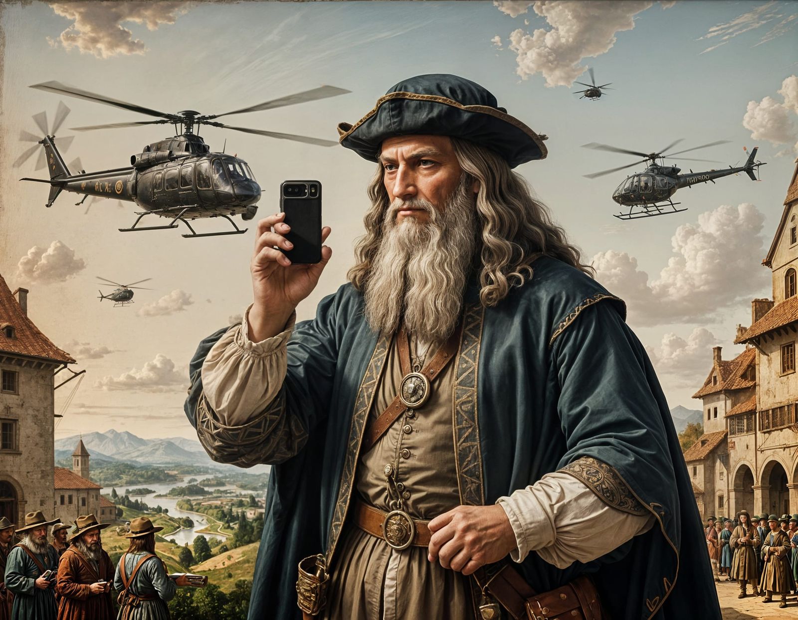 Da Vinci Takes a Photo of a Helicopter