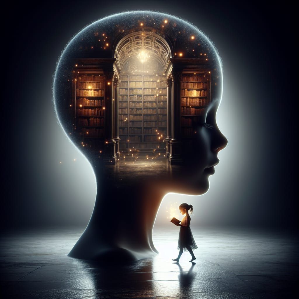 Girl's Mind: A Luminescent Library Portrait