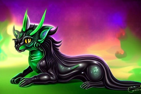 Green Glass and Black Velvet Chimera