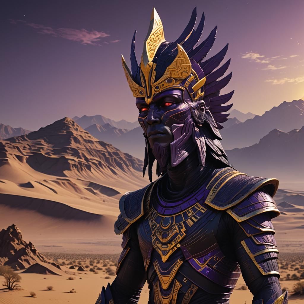 Anunnaki God in Arid Desert as Digital Art