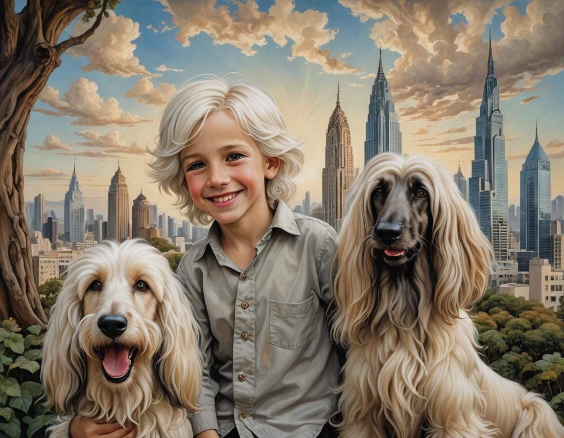 Boy with his dogs