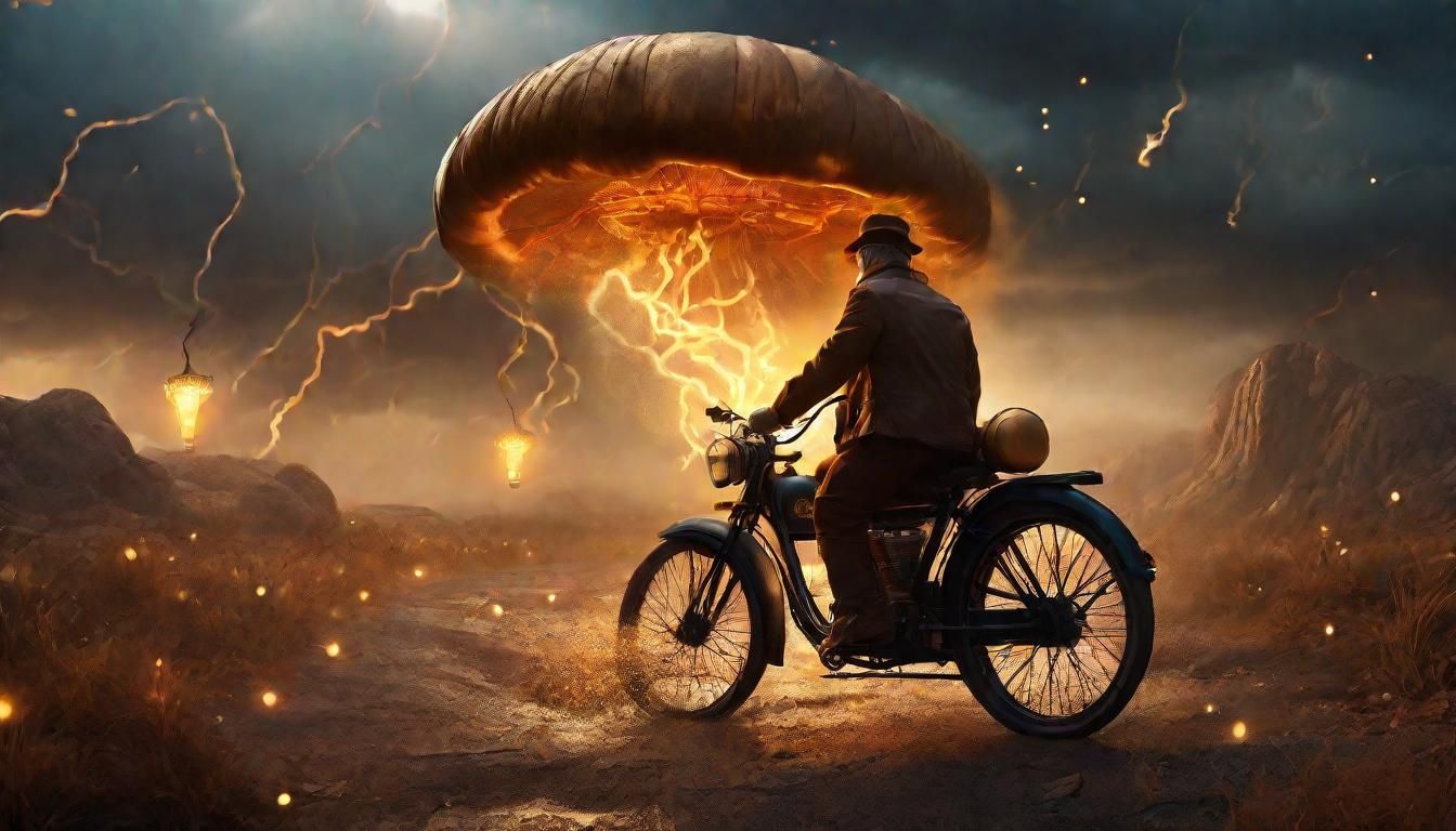 Steampunk Explorer Rides Tornado Through Crystal Cave