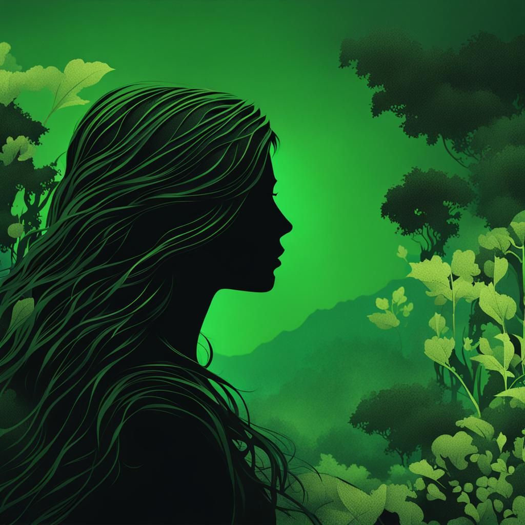 Silhouette Profile with Greenery: Fantasy Concept Art