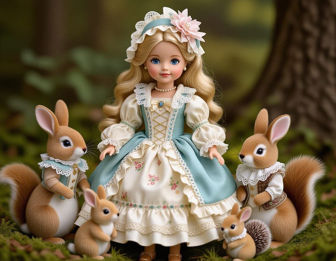 Barbie in 18th Century Attire, Art Nouveau Style