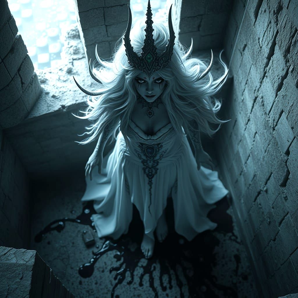 Raging Spectral Queen in Ancient Ruins