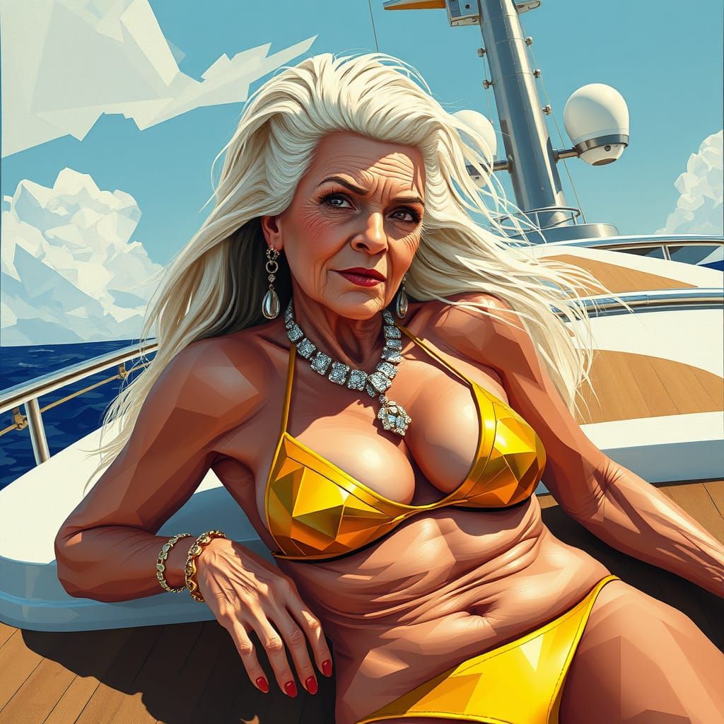 Cubist Transvestite on Yacht in Art Deco Style