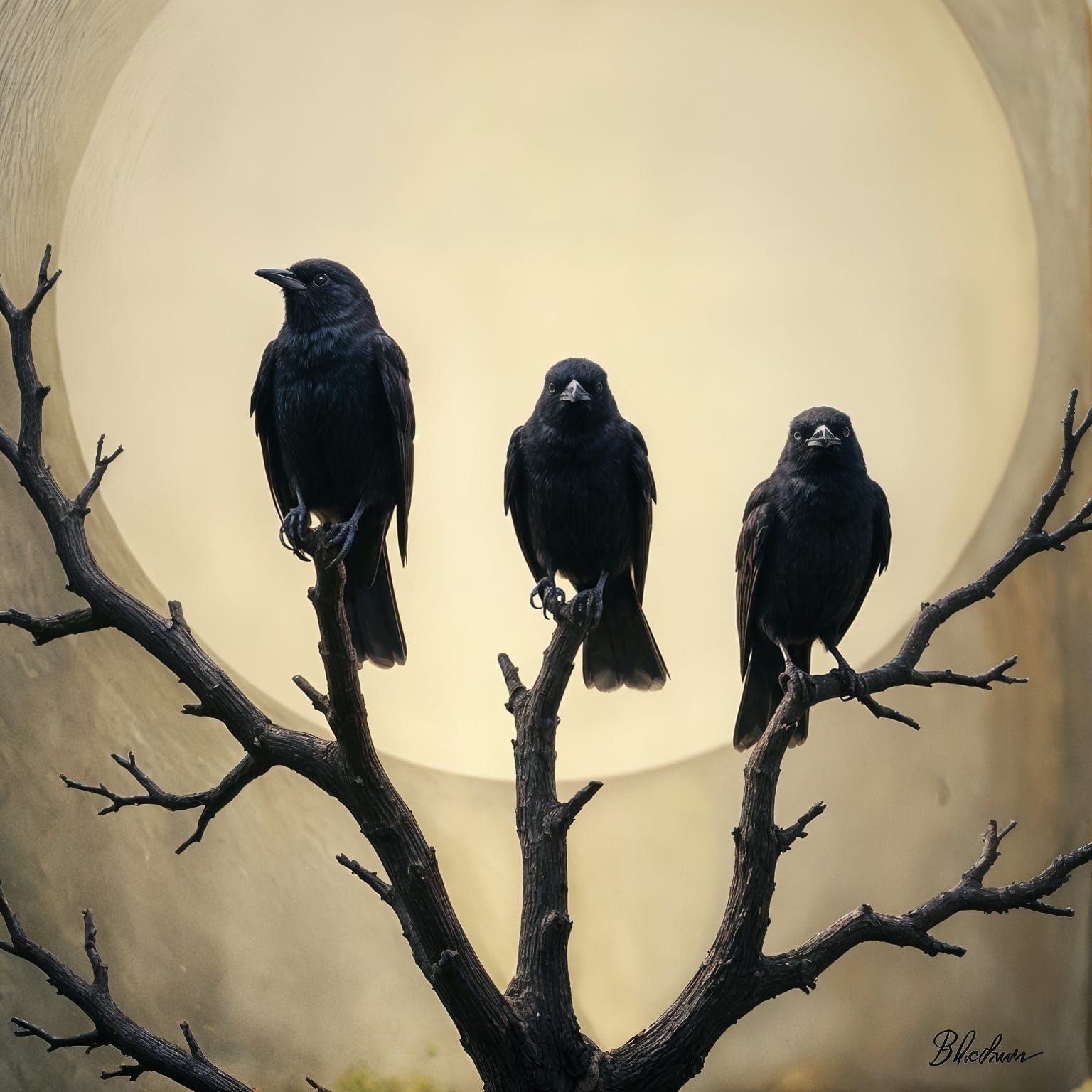 A Tree in which there are Three Blackbirds 2