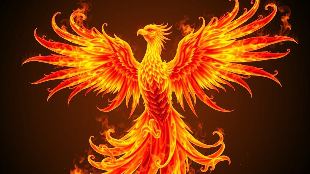 Majestic Fiery Phoenix with Wings of Flame
