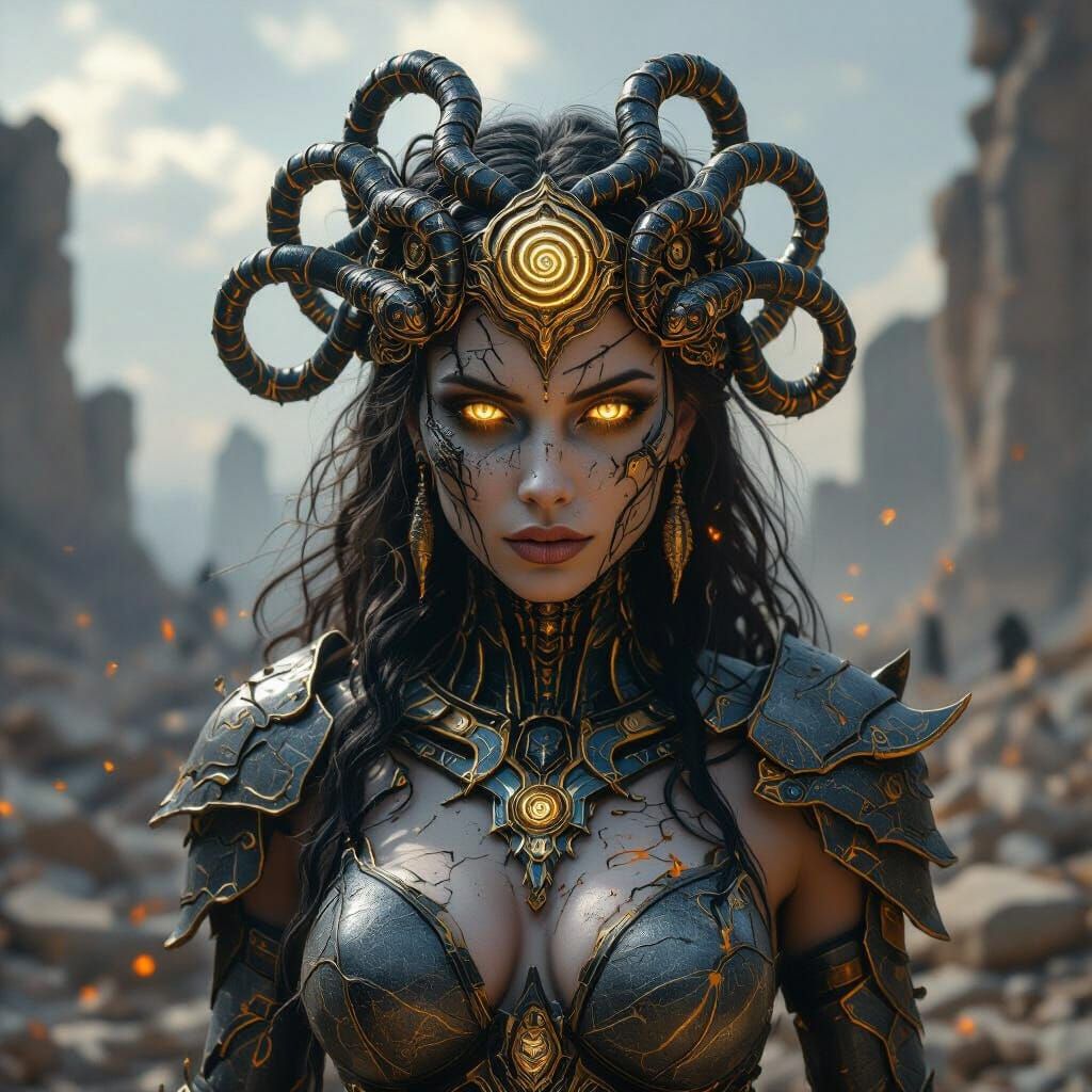 Cosmic Medusa Warrior in Shattered Celestial Battlefield