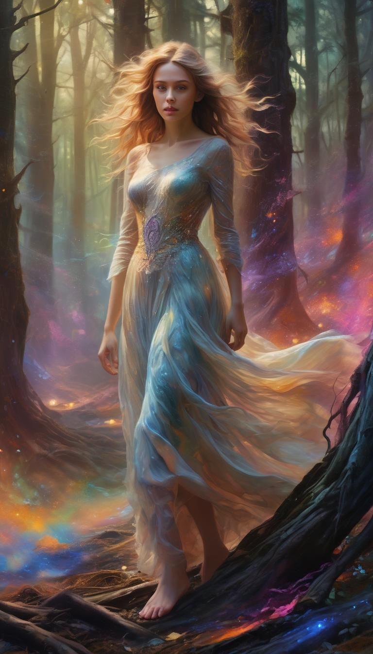 Mystical Forest Portal: A Surrealist Oil Painting