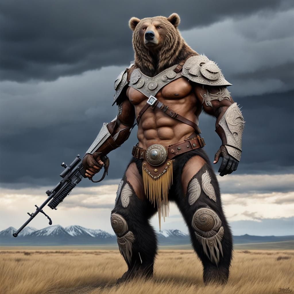 Kodiak Jack: Plains Hunter in Digital Painting Style