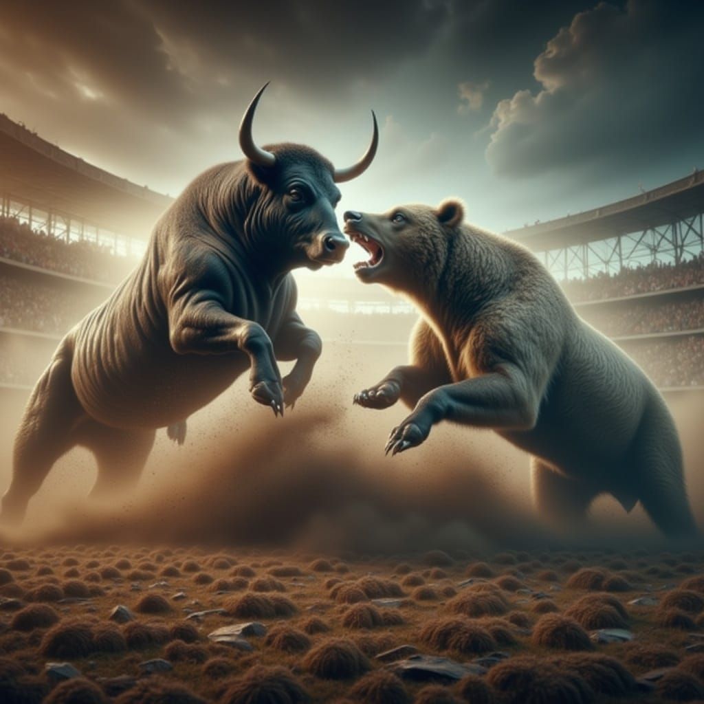 Bull Versus Grizzly in Iberian Arena