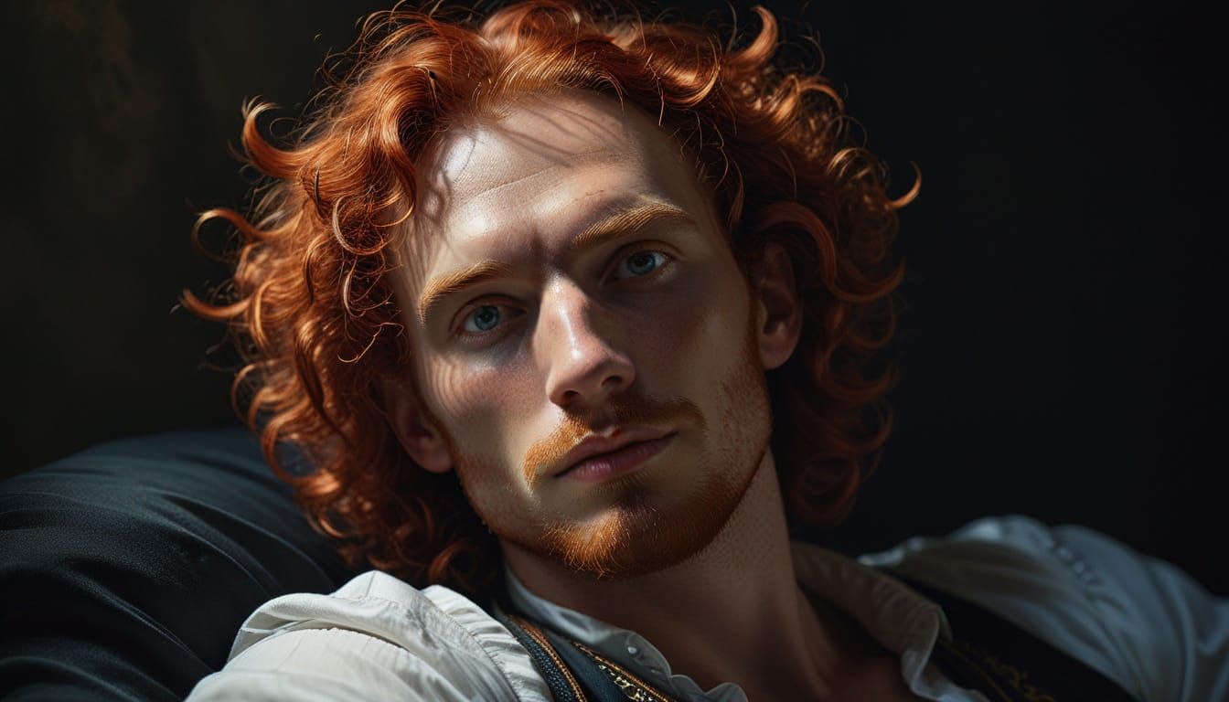 Reclining Redhead Portrait in Dürer Style