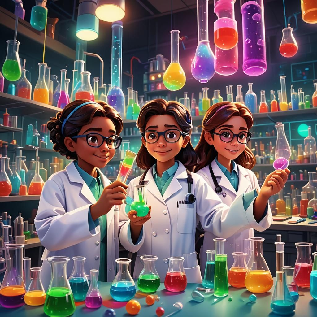 Kids Experimenting With Colorful Chemicals in 3D Art