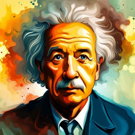 Einstein Deep in Thought: Abstract Physics Explosion