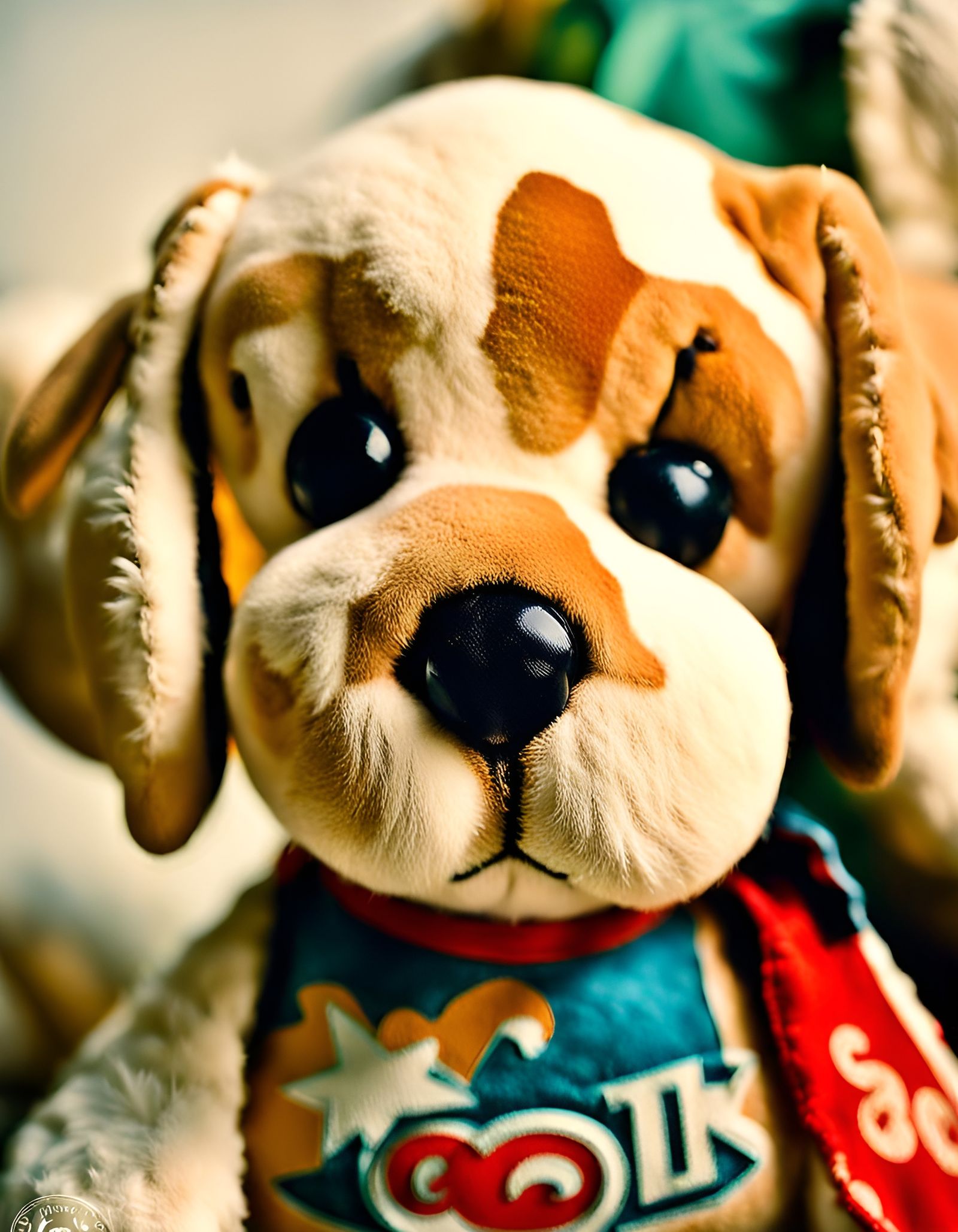 Nostalgic 1980s Plushie in Warmly Lit Bedroom